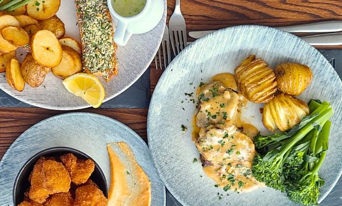 Autumn Menu at the Gwbert Hotel featuring Herd Crusted Salmon and other dishes